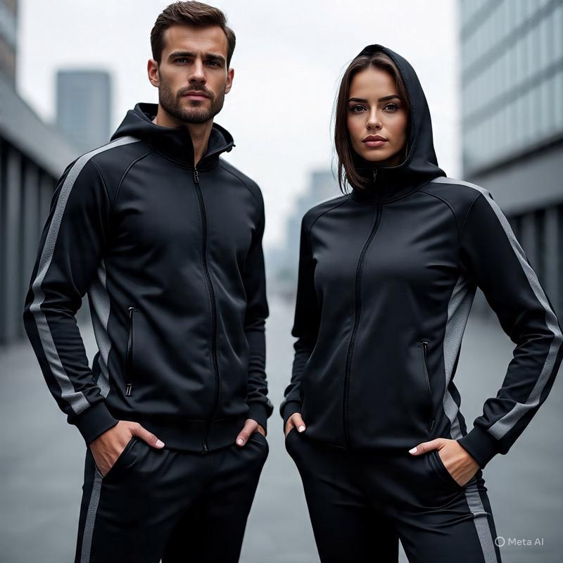 Zipzone International Unisex Black ZipUp Hooded Tracksuit  Premium Athletic Wear | Stylish Gym Jacket & Pants Set