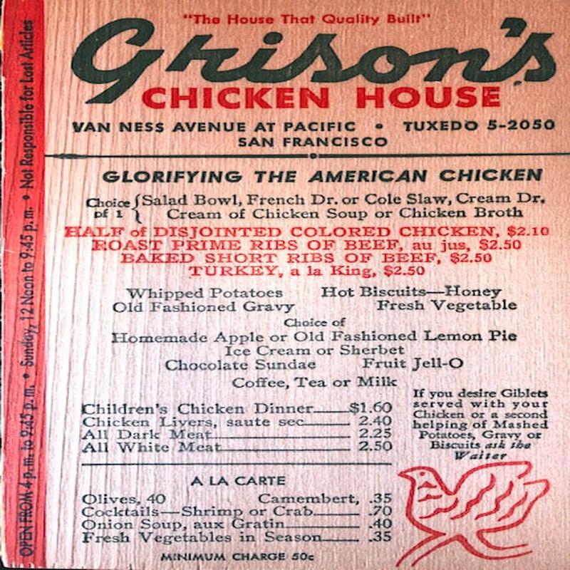 Grison\'s Chicken House Menu