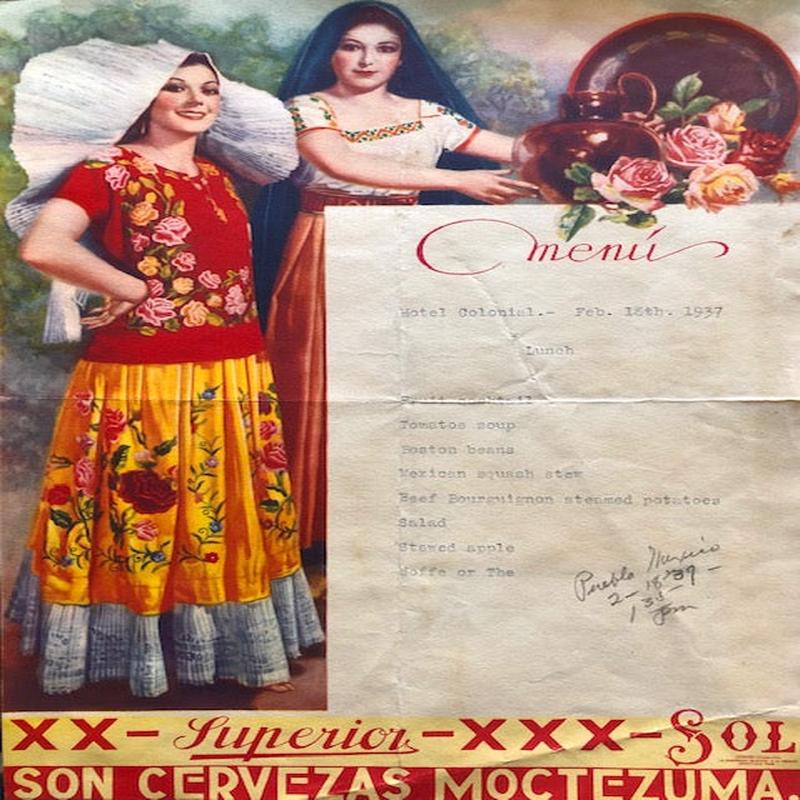 Hotel Colonial. Menu
