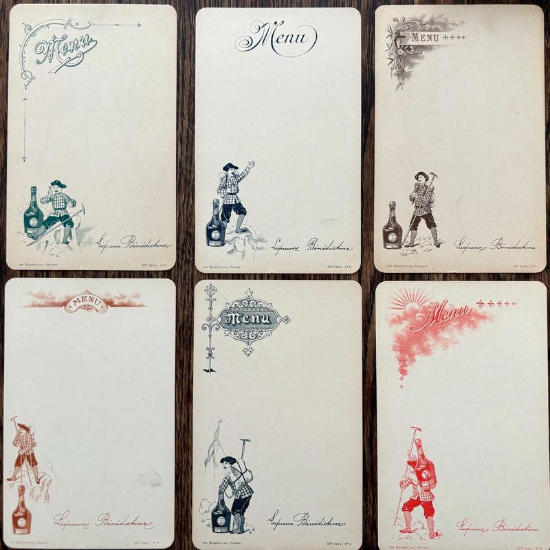 (*NEW ARRIVAL*) Bndictine. 6 menus in original envelope