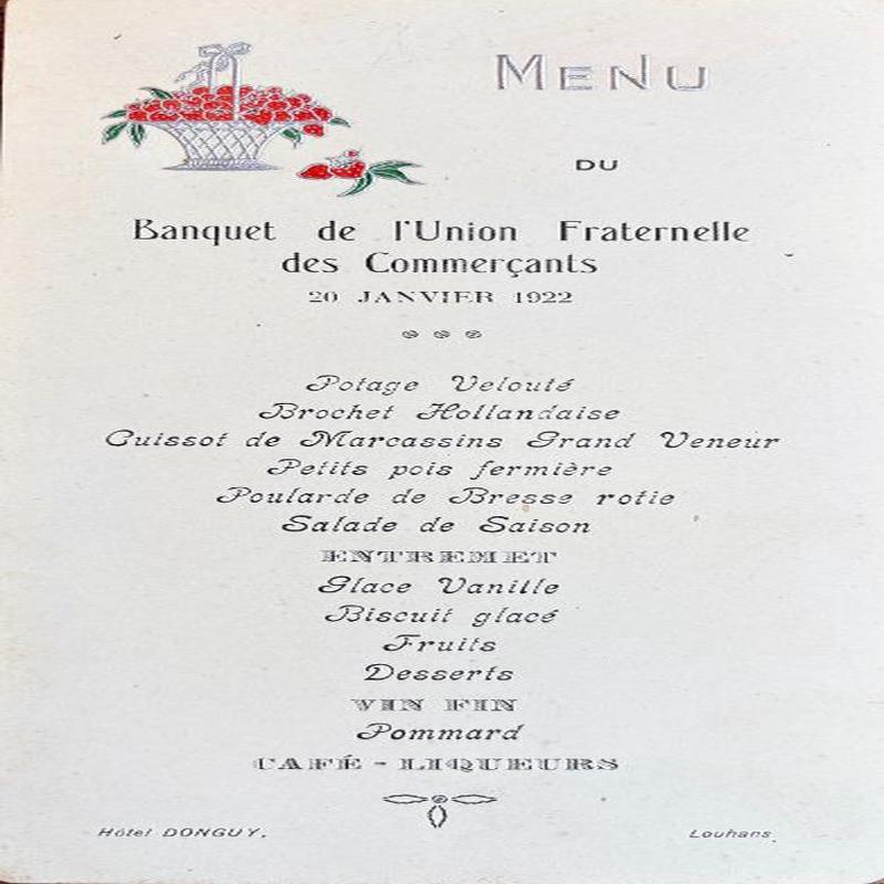 (*NEW ARRIVAL*) Menu du Banquet de l\'Union Fraternelle des Commercants