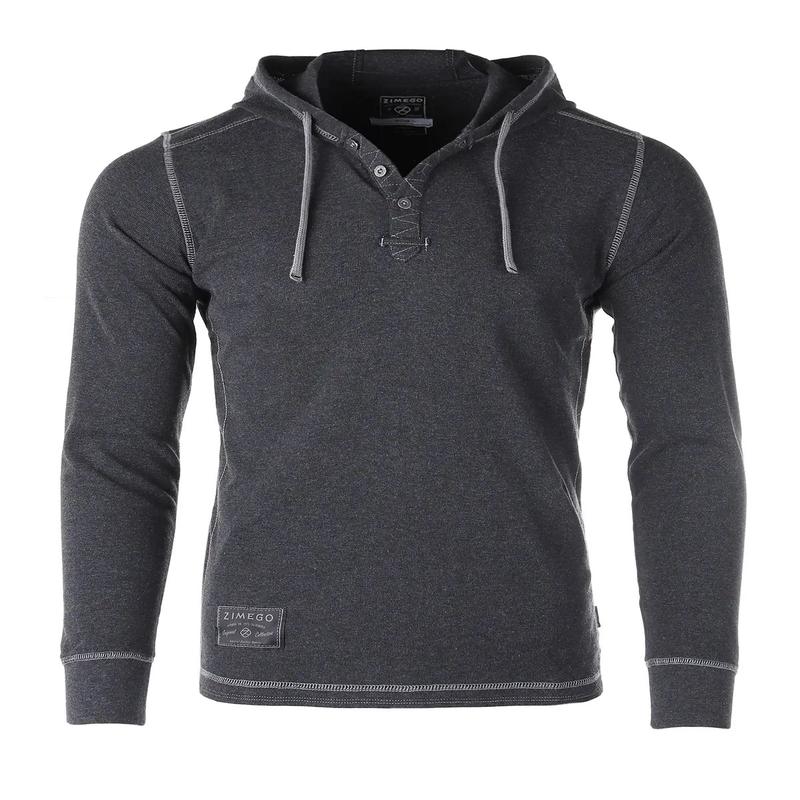 Zimego Casual Basic Long Sleeve Thermal Hoodie